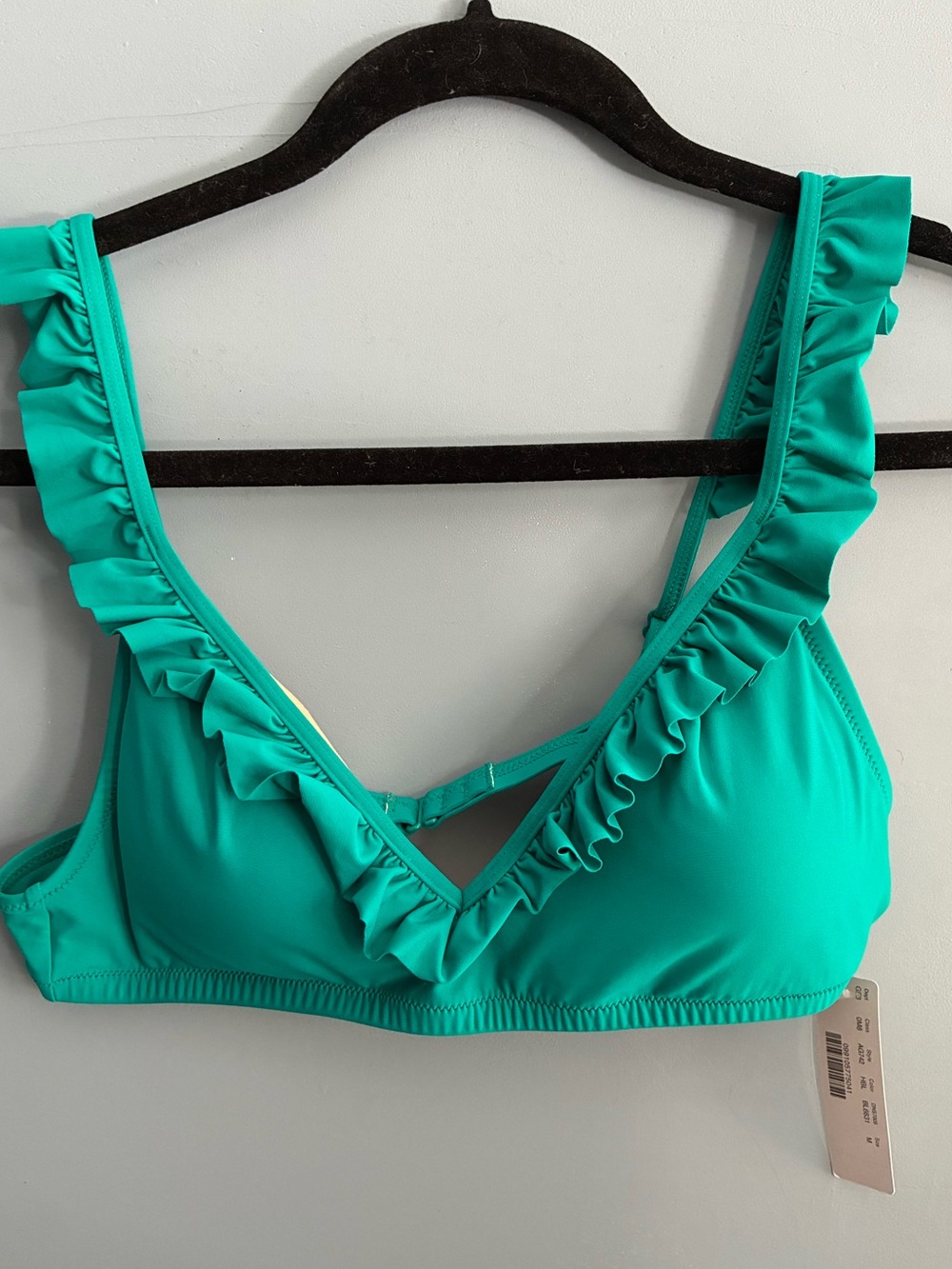 Women's Teal Bikini Top lined with ruffle